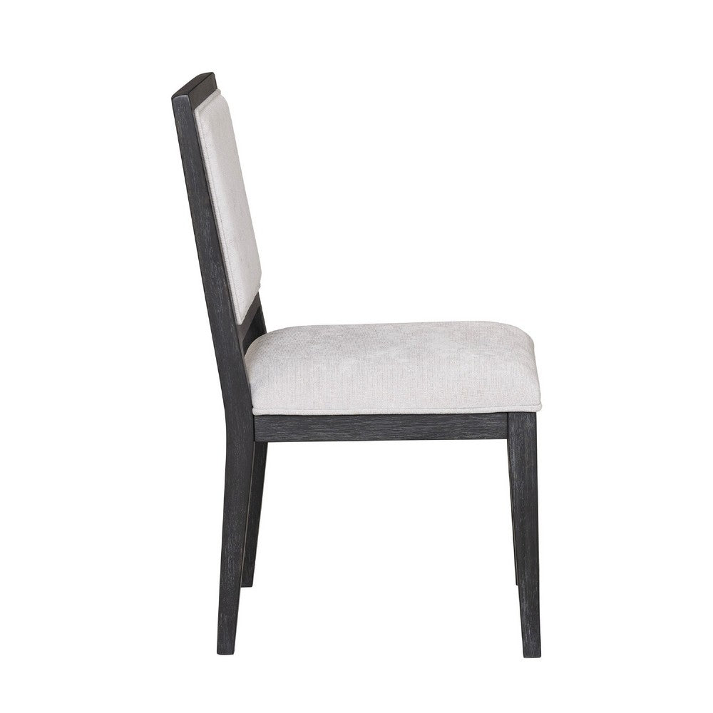 Benjara Ginie Dining Side Chair Set of 2, Farmhouse Legs, Black Rubberwood