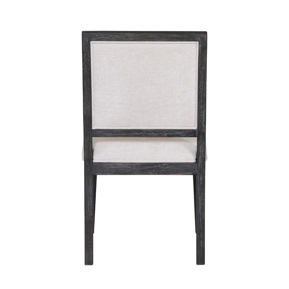 Benjara Ginie Dining Side Chair Set of 2, Farmhouse Legs, Black Rubberwood