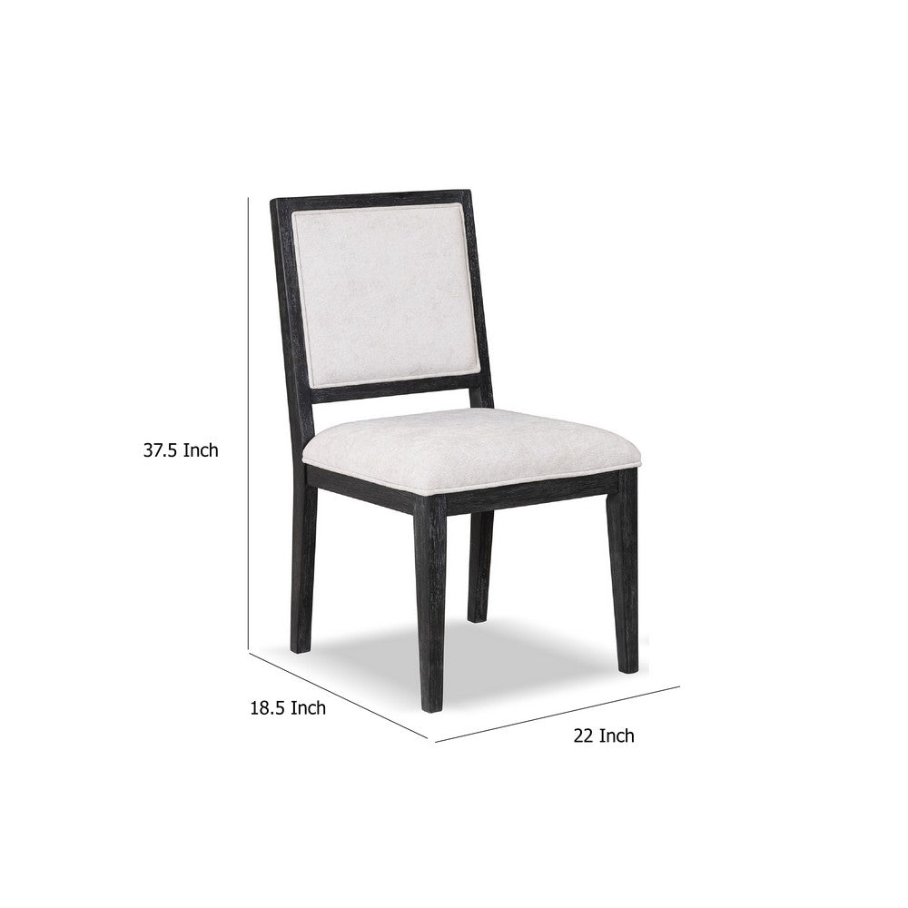 Benjara Ginie Dining Side Chair Set of 2, Farmhouse Legs, Black Rubberwood