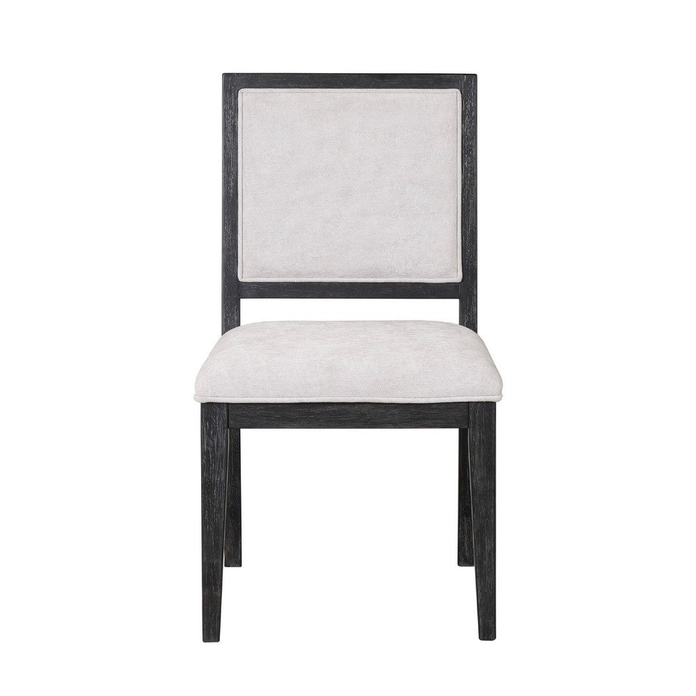 Benjara Kizie Dining Side Chair Set of 2, Farmhouse Panel Design, Black Wood