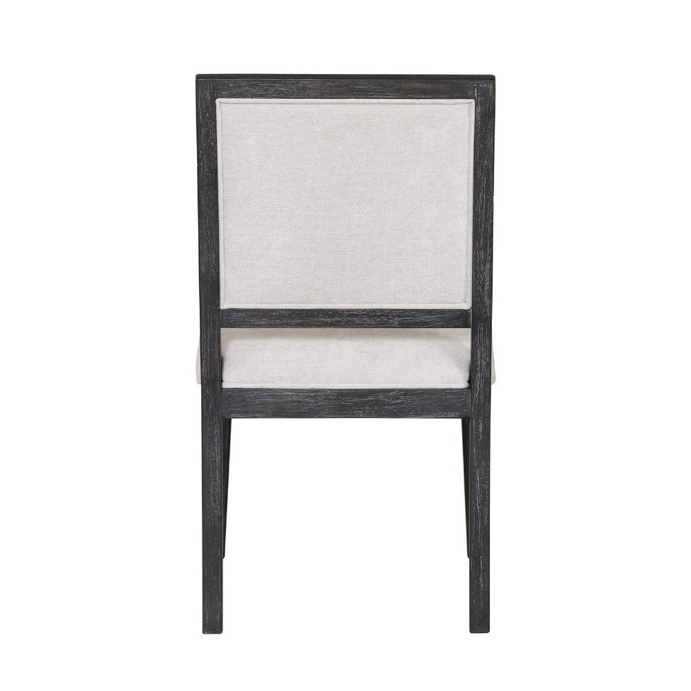 Benjara Kizie Dining Side Chair Set of 2, Farmhouse Panel Design, Black Wood