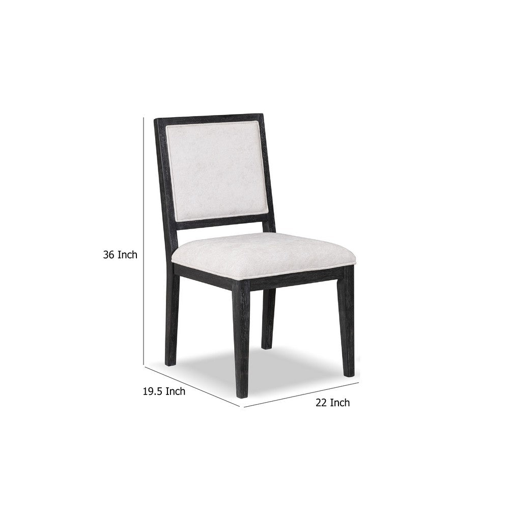 Benjara Kizie Dining Side Chair Set of 2, Farmhouse Panel Design, Black Wood