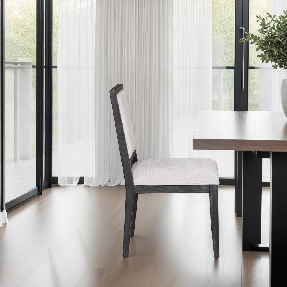 Benjara Kizie Dining Side Chair Set of 2, Farmhouse Panel Design, Black Wood