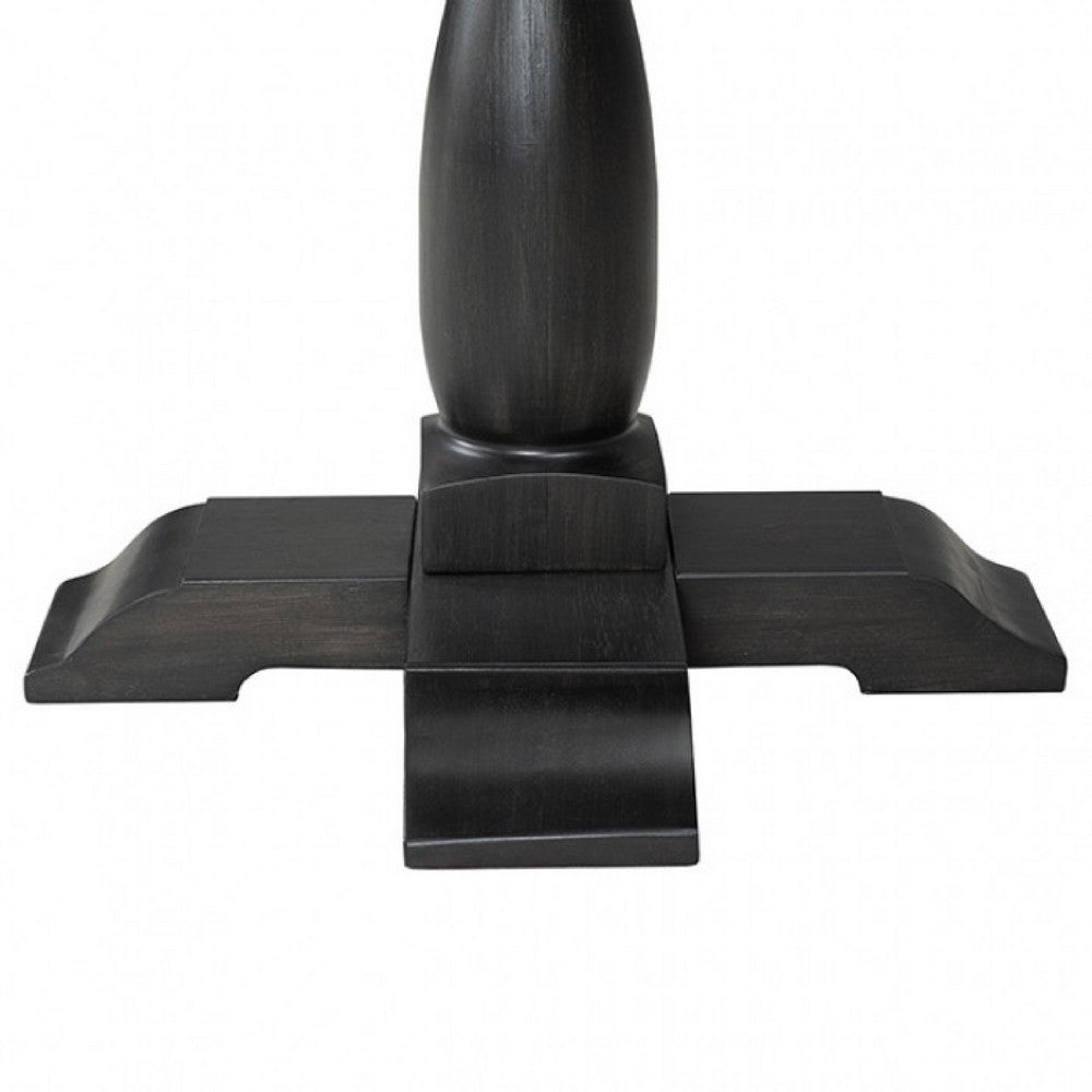 Benjara Ginie Round End Table, Rustic Black Brown Solid Rubberwood, 24 Inch