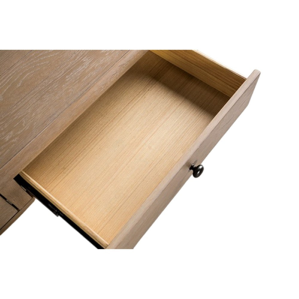 Benjara Cherie Coffee Table, 2 Drawers, Light White Washed Wood, 52 Inch