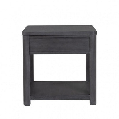 Benjara Zoko Side End Table, 1 Drawer, 1 Shelf, Ash Gray Rubberwood, 24 Inch