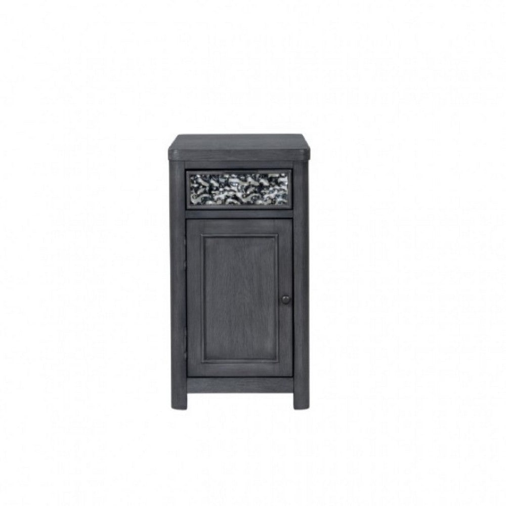 Benjara Zoko Chairside End Table, Drawer And USB Ports, Ash Gray Wood, 26 Inch