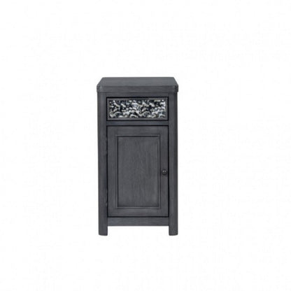 Benjara Zoko Chairside End Table, Drawer And USB Ports, Ash Gray Wood, 26 Inch