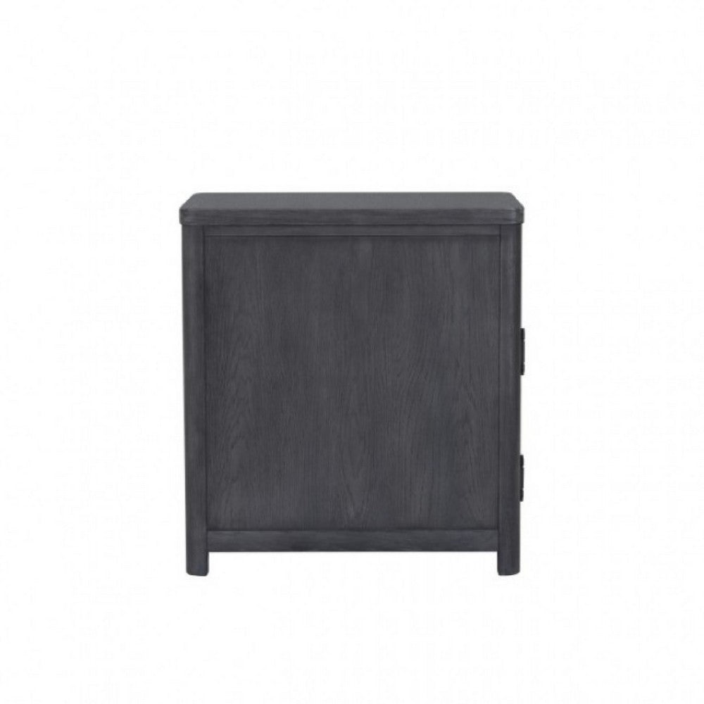 Benjara Zoko Chairside End Table, Drawer And USB Ports, Ash Gray Wood, 26 Inch