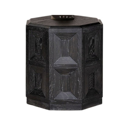 Benjara Kizie Accent Side End Table, Black Rubberwood, Rectangular 20 Inch