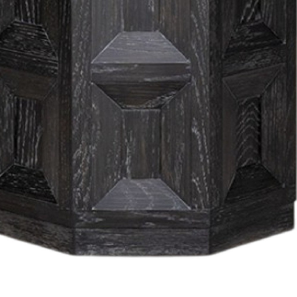 Benjara Kizie Accent Side End Table, Black Rubberwood, Rectangular 20 Inch