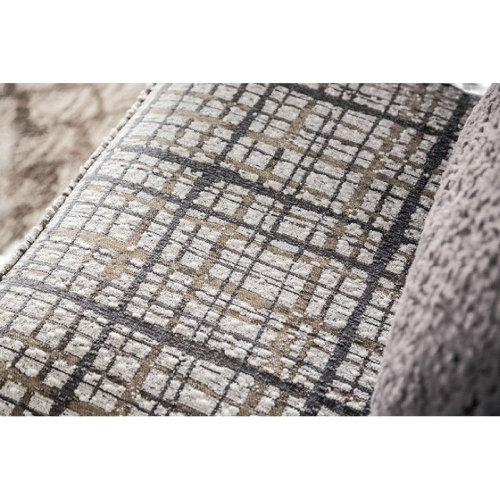 Benjara Riana Accent Chair, 1 Accent Pillow, Black And White Plaid, Solid Wood