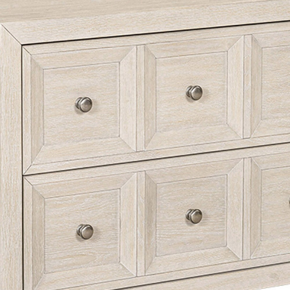 Benjara Kizie Oversized Nightstand, USB A-C, 2 Drawers, Bronze, Beige, 38 Inch