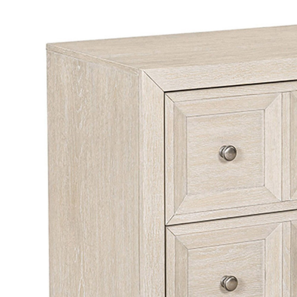 Benjara Kizie Oversized Nightstand, USB A-C, 2 Drawers, Bronze, Beige, 38 Inch