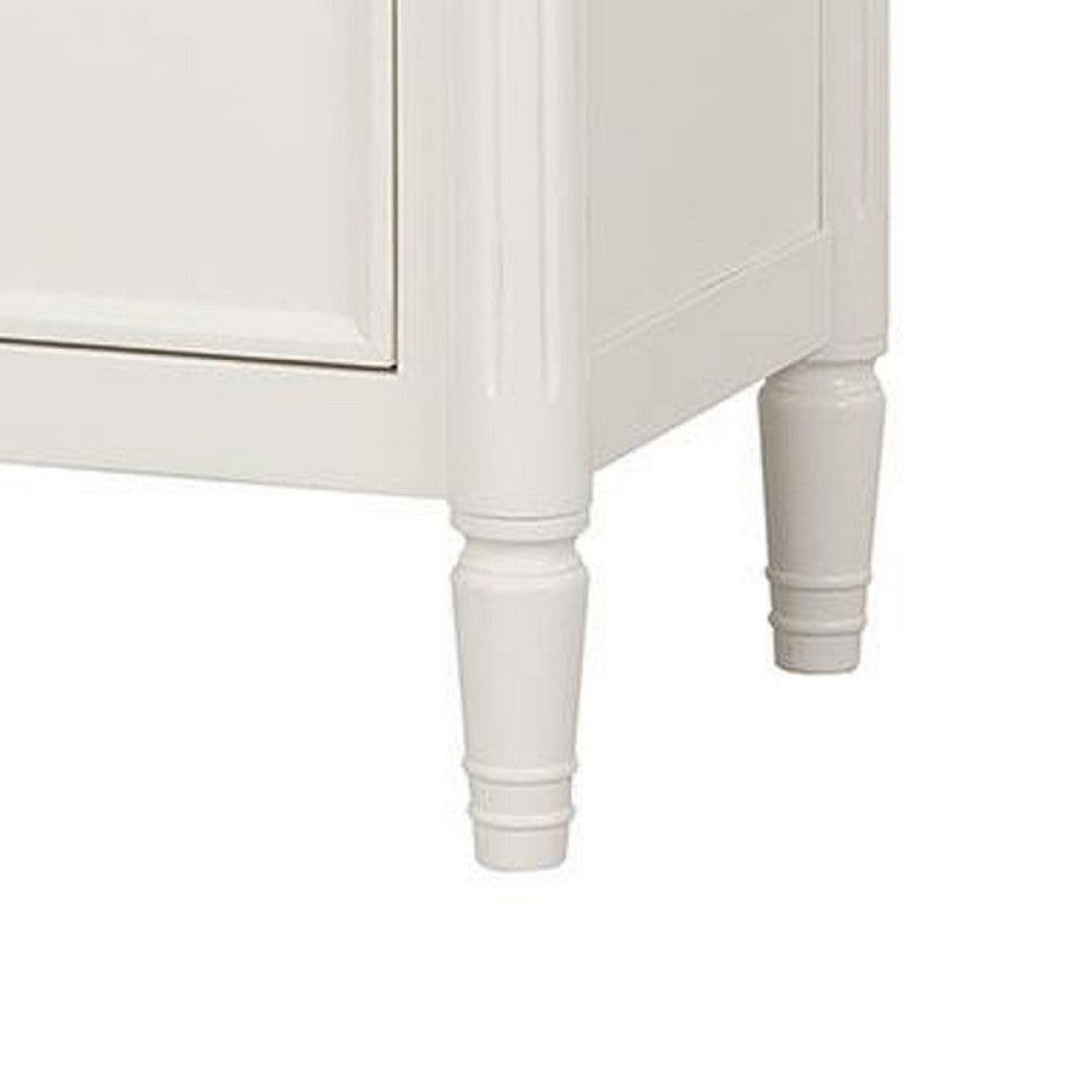 Benjara Alta Nightstand, 2 Drawers, USB A-C, Gold, White Solid Wood, 26 Inch