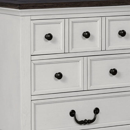 Benjara Hamps Nightstand, USB A-C, 3 Drawers, White And Dark Brown, 28 Inch