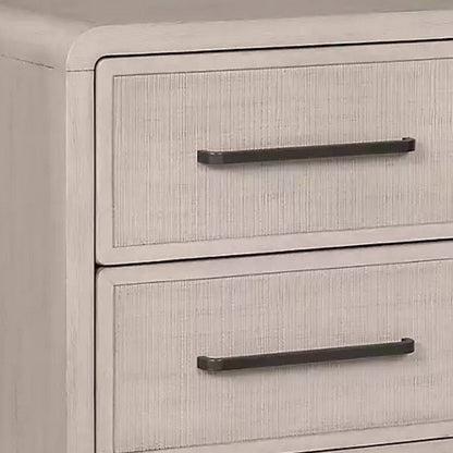 Benjara Giva Nightstand, 2 Drawers, USB A-C, Natural Oak Beige Finish, 24 Inch