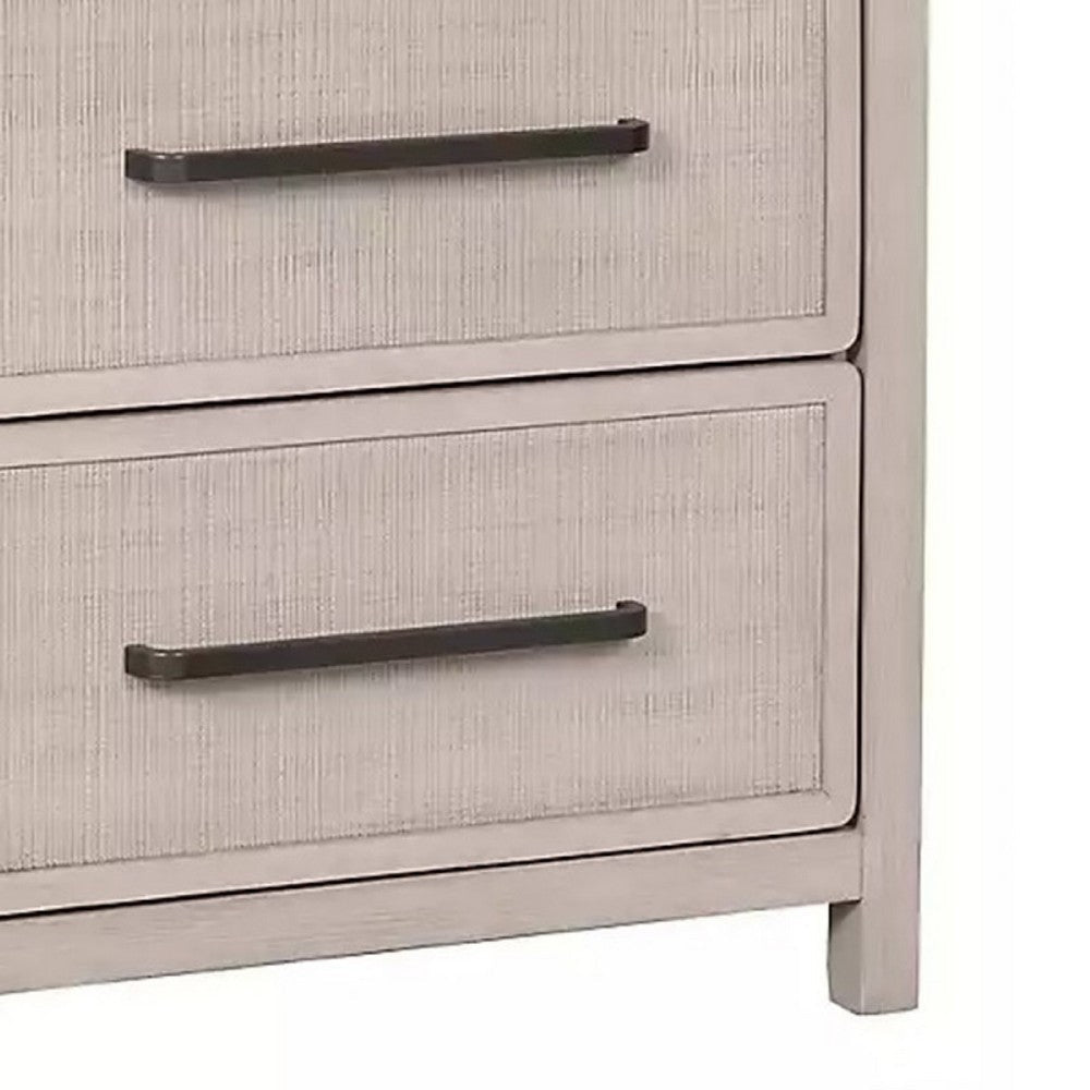 Benjara Giva Nightstand, 2 Drawers, USB A-C, Natural Oak Beige Finish, 24 Inch