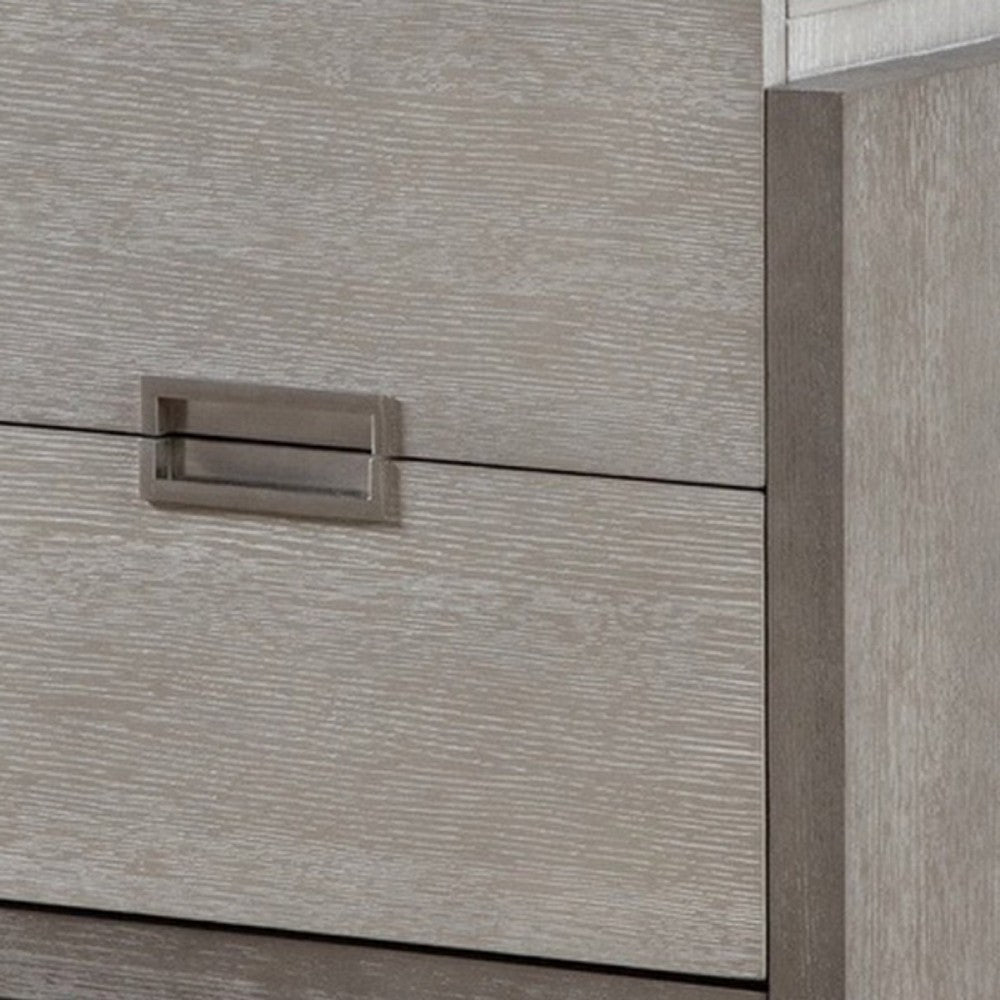 Benjara Rizvi Nightstand, 2 Drawers, Dustproof Cases, Gray Solid Wood 26 Inch