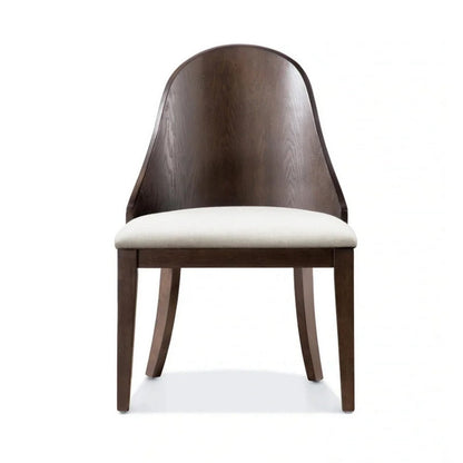 Benjara Mordy Side Dining Chair Set of 2, Curve Panel Back, Off White Fabric