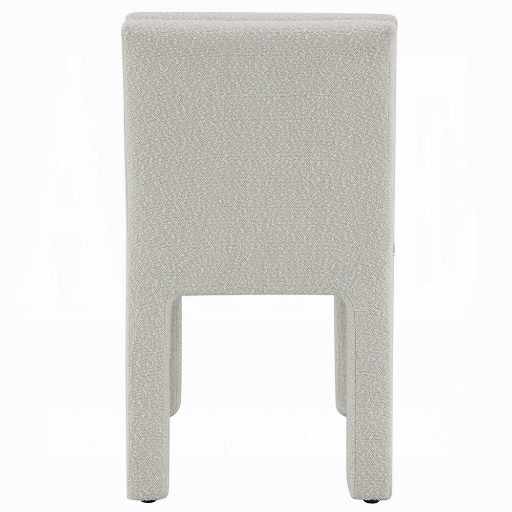 Benjara Side Dining Chair Set of 2, Plush White Boucle Seat, Tufted Backrest