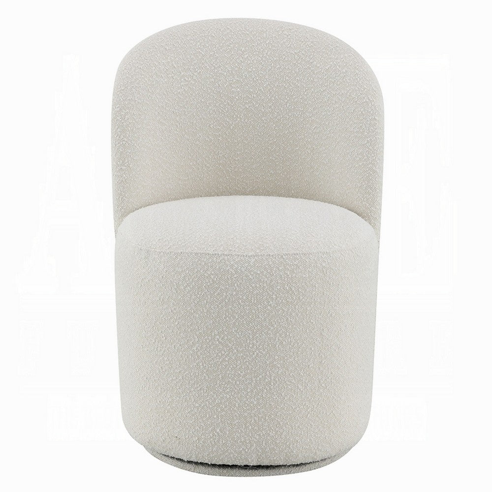 Benjara Accent Chair Set of 2, 360 Degree Swivel Rotation, Beige White Boucle