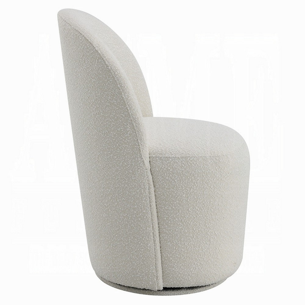 Benjara Accent Chair Set of 2, 360 Degree Swivel Rotation, Beige White Boucle