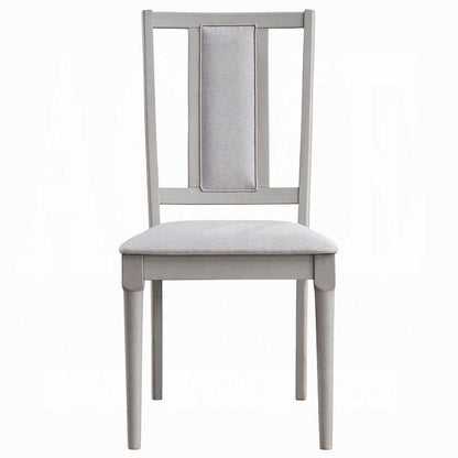 Benjara Mori Dining Side Chair Set of 2, Cutout Back, Linen Seat, Natural Gray