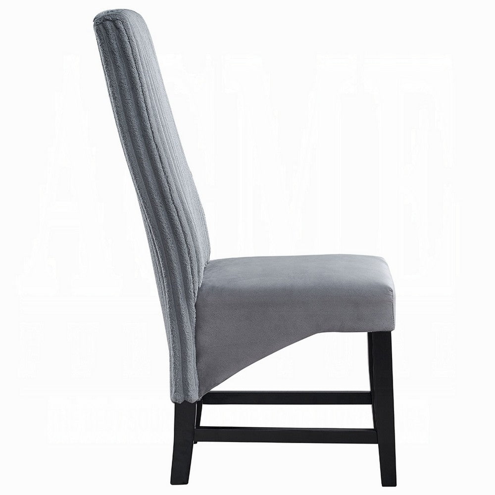 Benjara Jory Dining Chair Set of 2, Padded Seat n Back, Gray Corduroy, Black