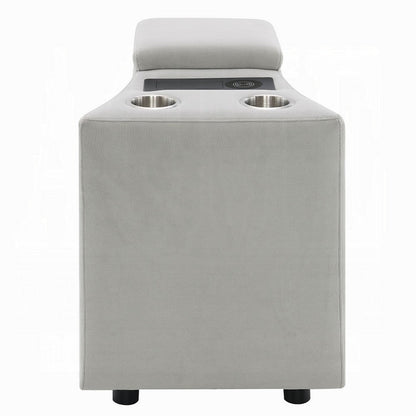 Benjara Watsy Console Table for Recliner w USB, Cupholders, Wireless Charging