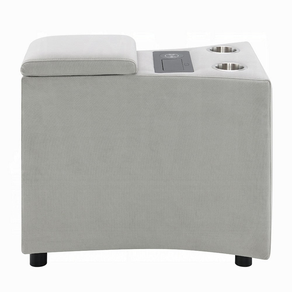 Benjara Watsy Console Table for Recliner w USB, Cupholders, Wireless Charging