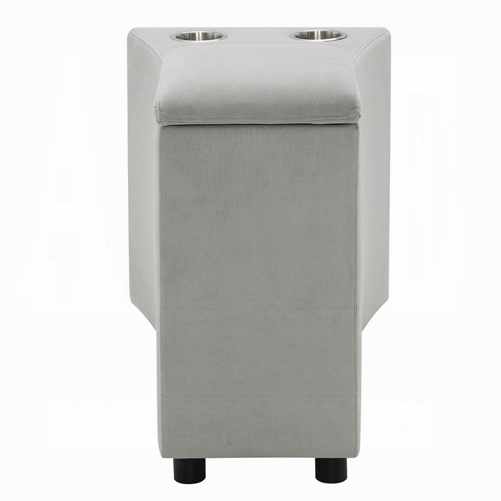 Benjara Watsy Console Table for Recliner w USB, Cupholders, Wireless Charging
