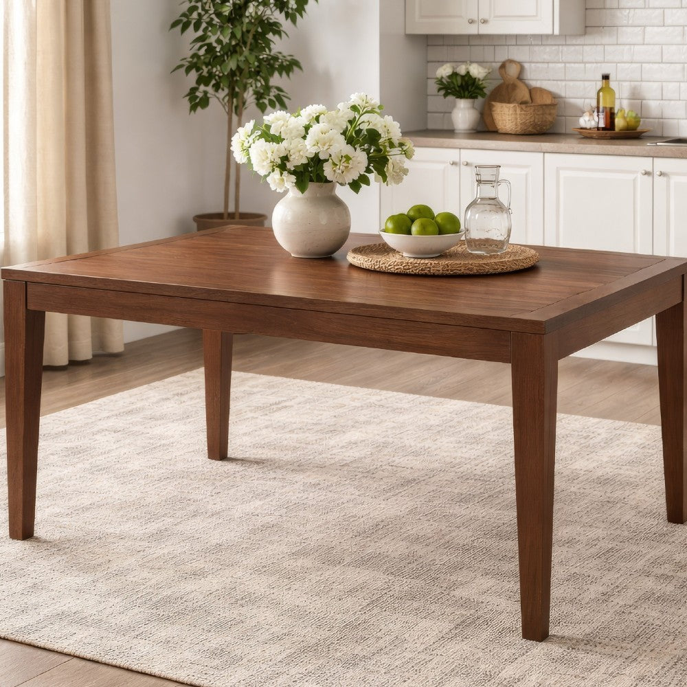 Benjara Mea Dining Table, 47-94 Inch Expandable Top, Scandinavian Walnut Brown