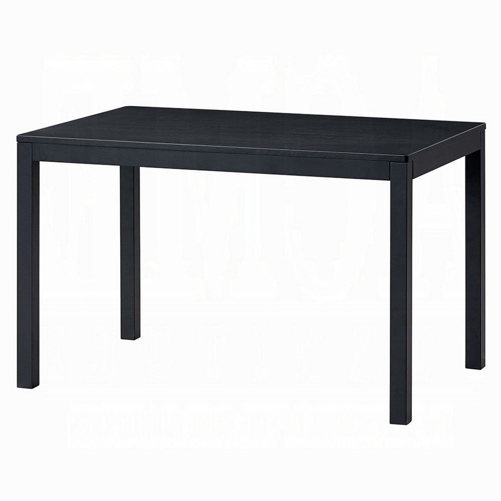 Benjara Frey Dining Table, 47 Inch Rectangular Top, Scandinavian Black Wood