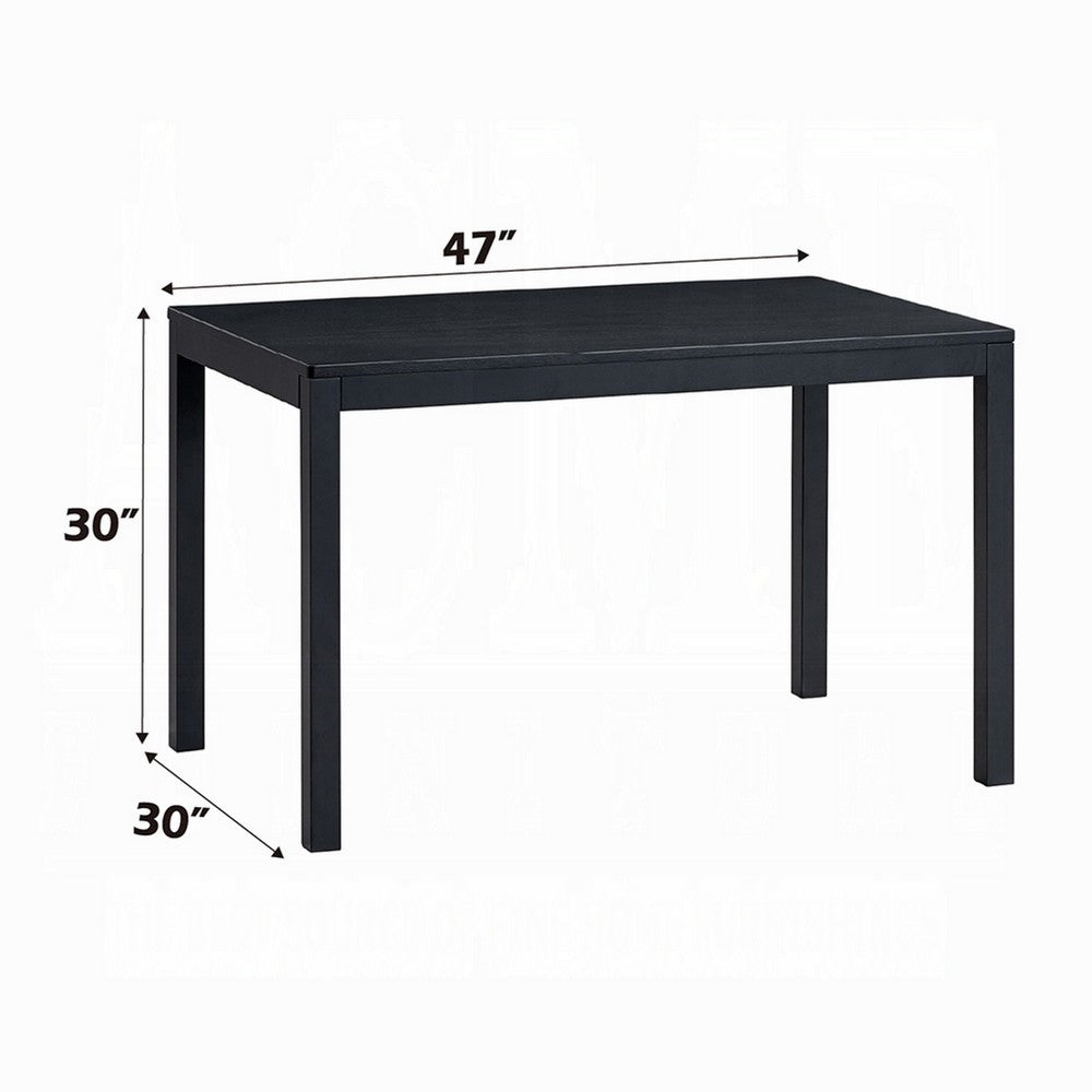 Benjara Frey Dining Table, 47 Inch Rectangular Top, Scandinavian Black Wood