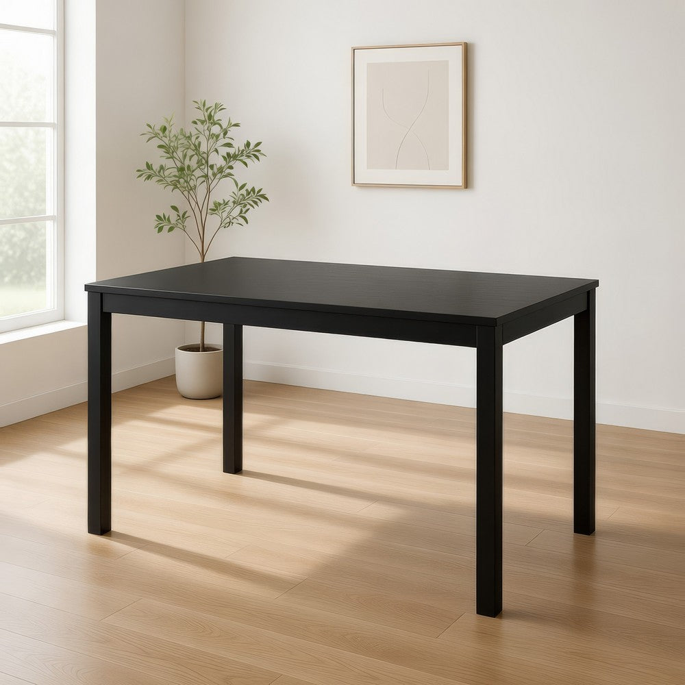 Benjara Frey Dining Table, 47 Inch Rectangular Top, Scandinavian Black Wood