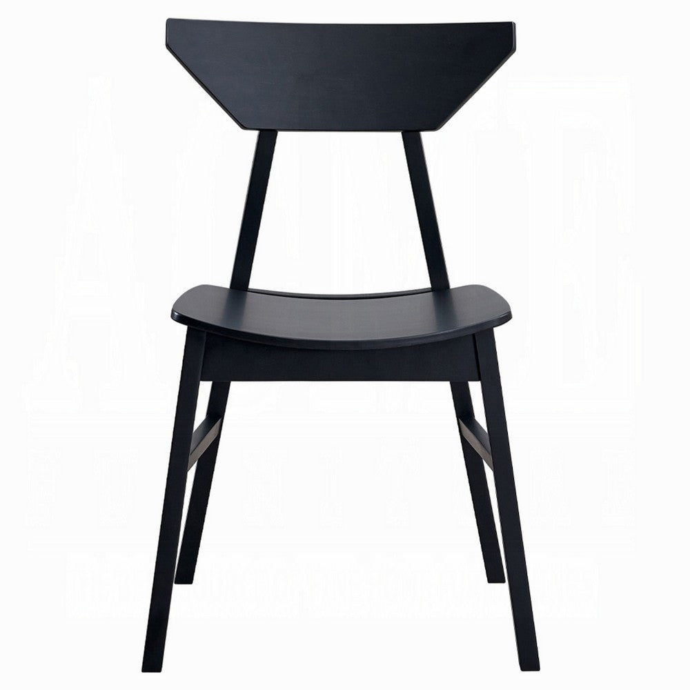 Benjara Frey 4pc Dining Side Chair Set, Low Curved Back, Scandinavian Black