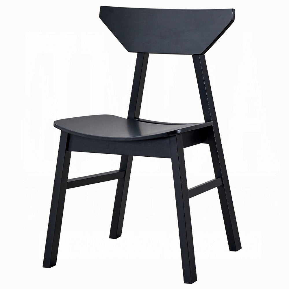 Benjara Frey 4pc Dining Side Chair Set, Low Curved Back, Scandinavian Black