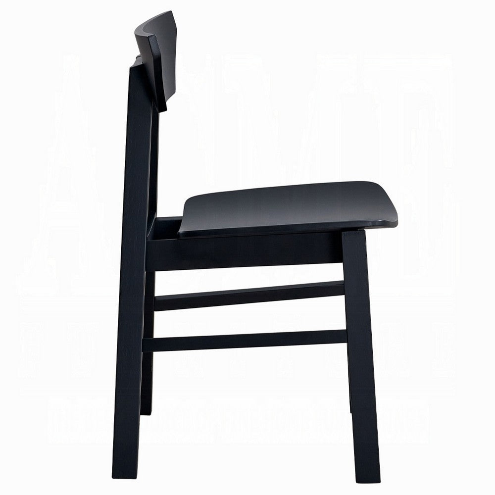 Benjara Frey 4pc Dining Side Chair Set, Low Curved Back, Scandinavian Black