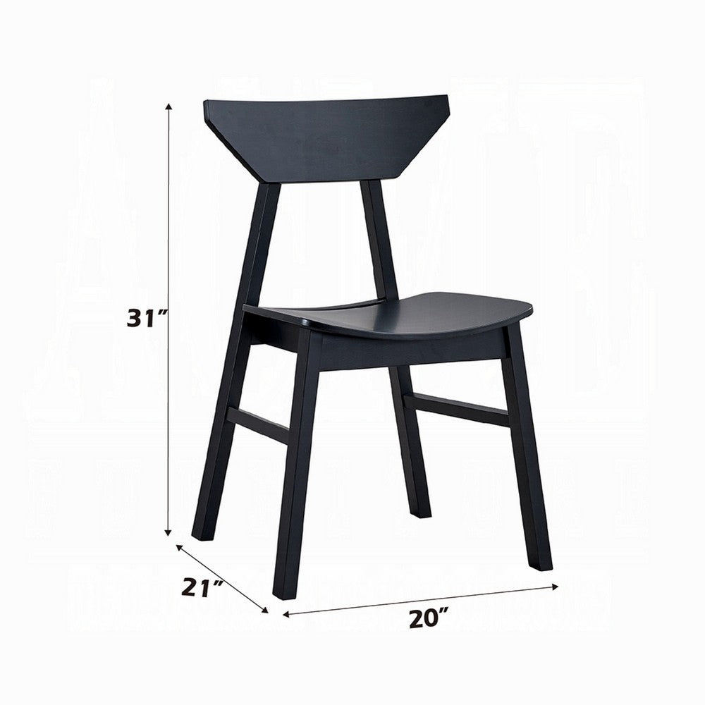 Benjara Frey 4pc Dining Side Chair Set, Low Curved Back, Scandinavian Black