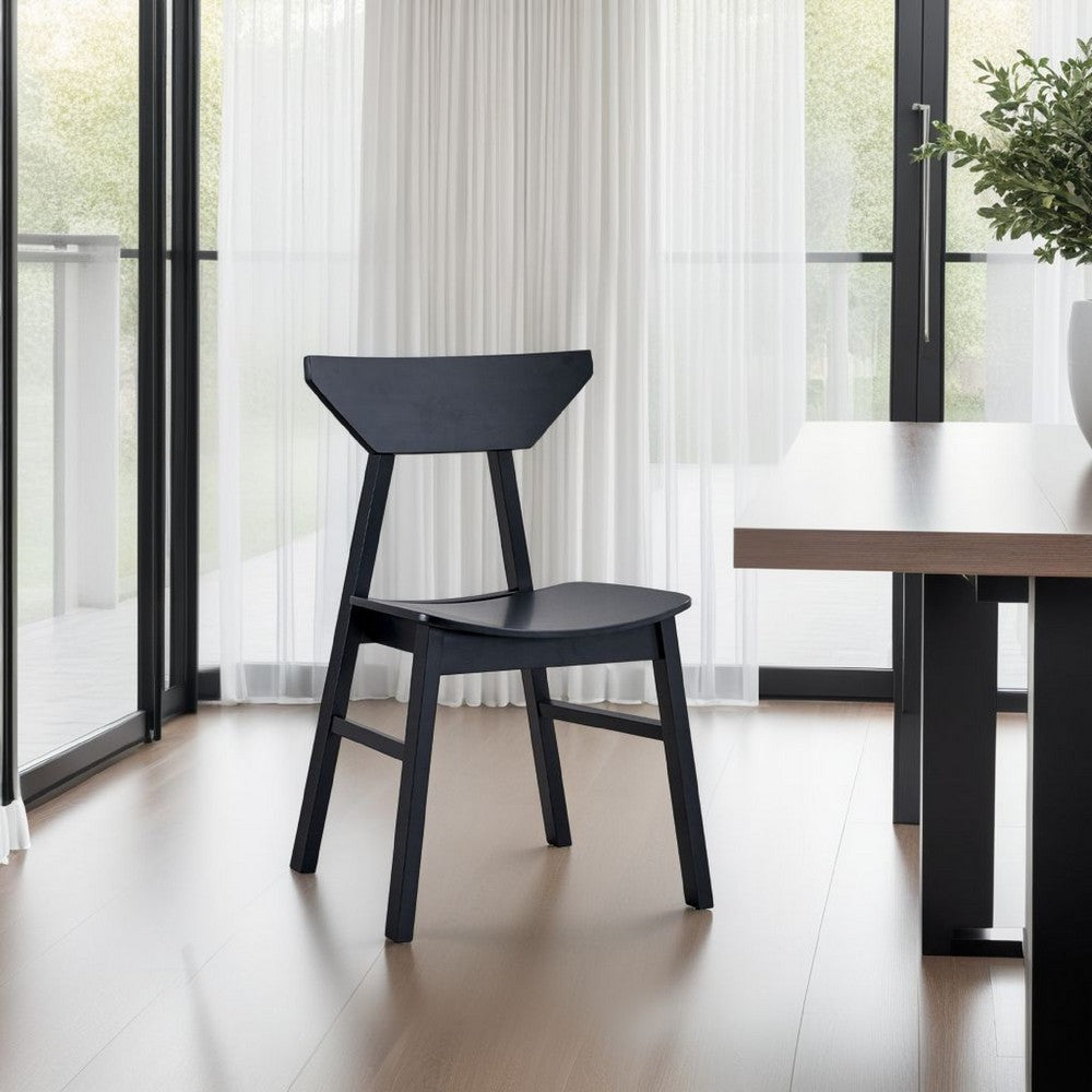 Benjara Frey 4pc Dining Side Chair Set, Low Curved Back, Scandinavian Black