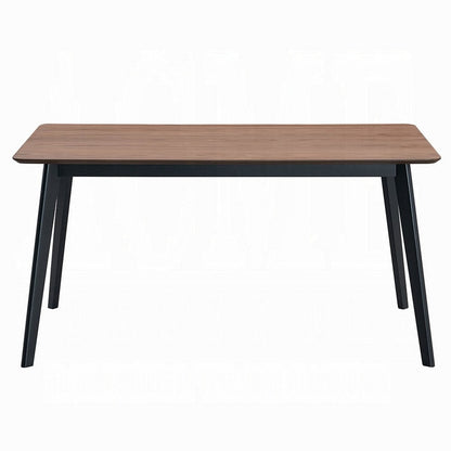Benjara Bery Dining Table, 59 Inch Rectangular Brown Top, Scandinavian Black