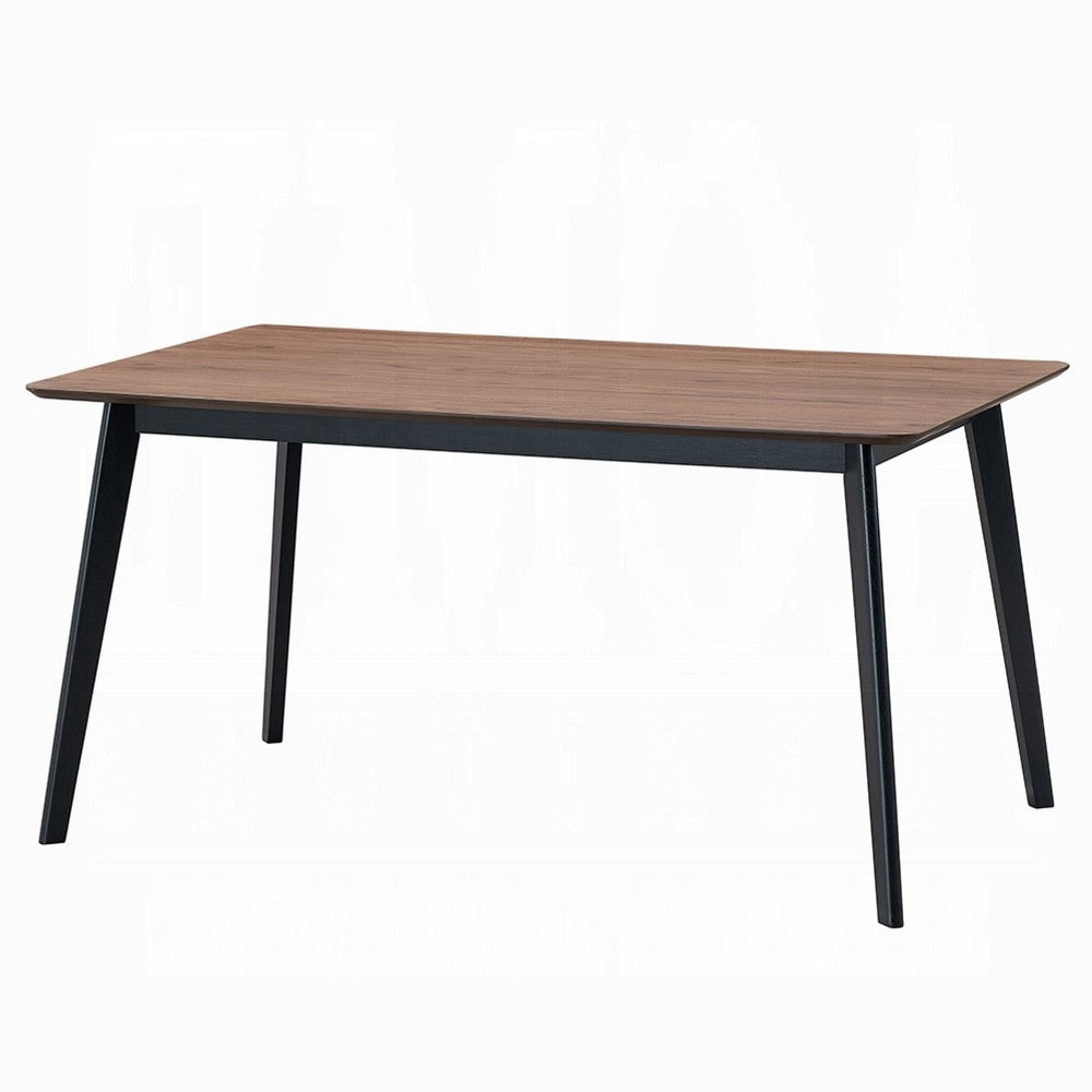 Benjara Bery Dining Table, 59 Inch Rectangular Brown Top, Scandinavian Black