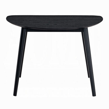 Benjara Rory Dining Table, 43 Inch Half Moon Top, Scandinavian Black Wood