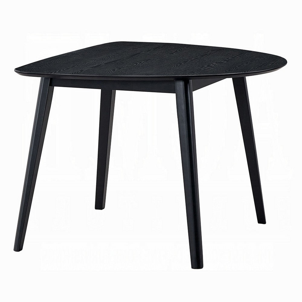 Benjara Rory Dining Table, 43 Inch Half Moon Top, Scandinavian Black Wood