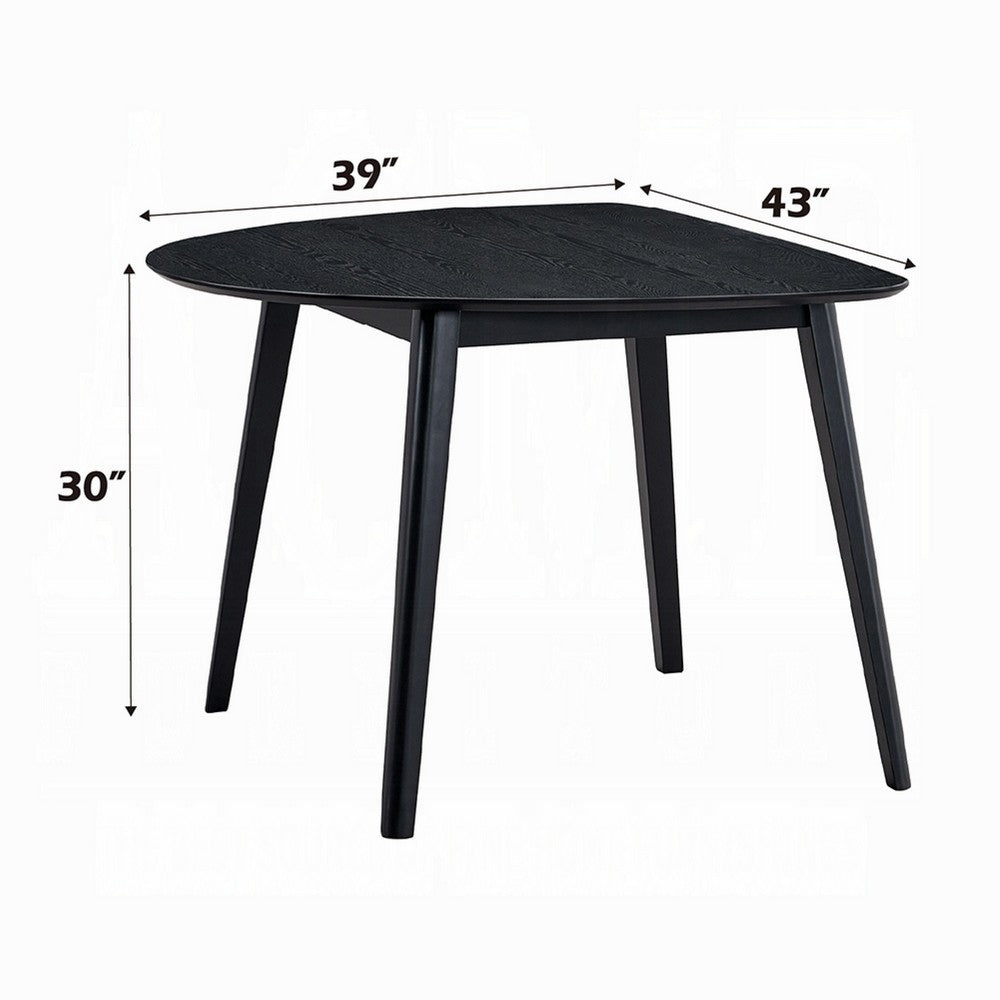 Benjara Rory Dining Table, 43 Inch Half Moon Top, Scandinavian Black Wood