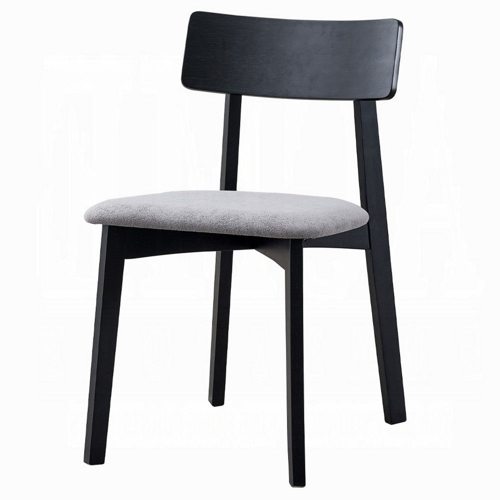 Benjara Rory Dining Side Chair Set of 2, Low Curved Back, Scandinavian Black