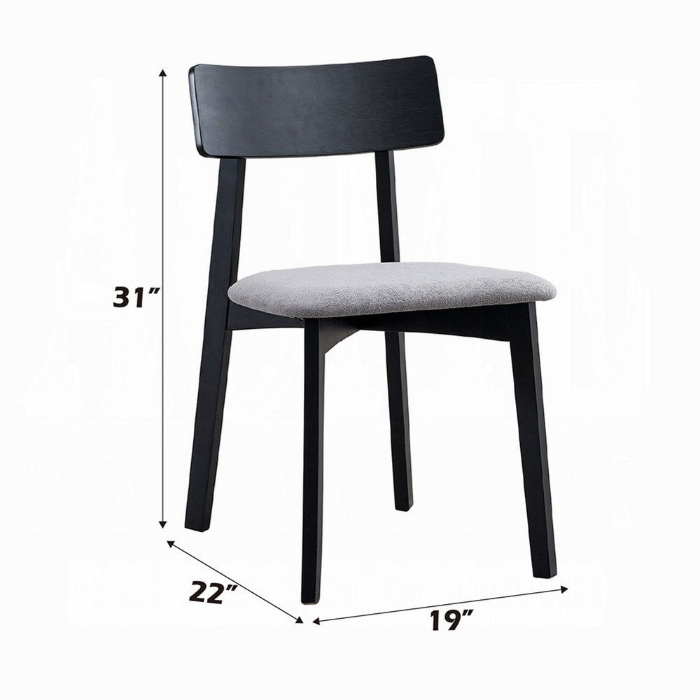 Benjara Rory Dining Side Chair Set of 2, Low Curved Back, Scandinavian Black