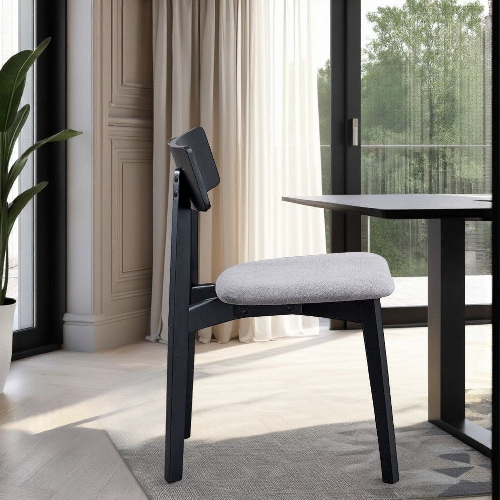 Benjara Rory Dining Side Chair Set of 2, Low Curved Back, Scandinavian Black