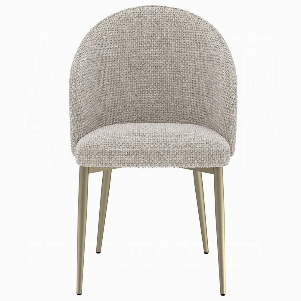 Benjara Geru Dining Side Chair Set of 2, Plush Padded Curved Back, Light Gray